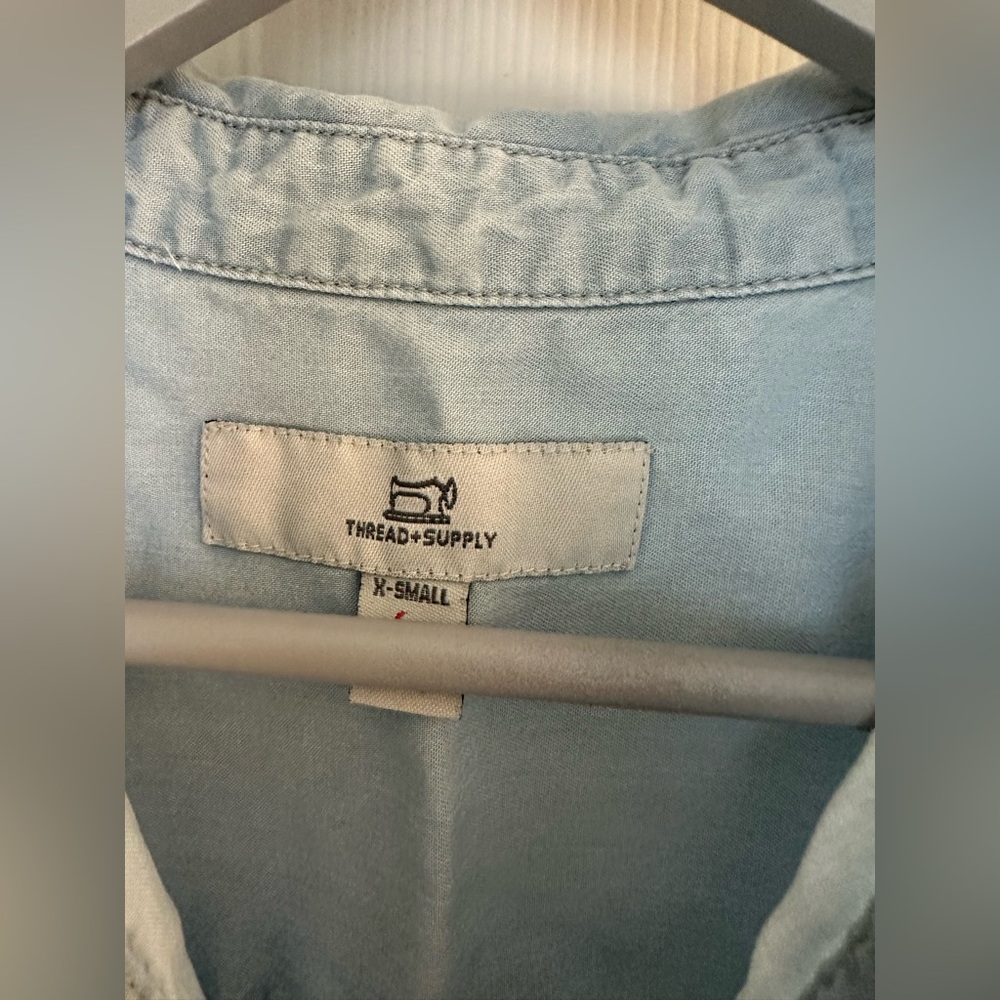 Thread & Supply Light Blue Chambray Sleeveless Shirt Dress Tunic XS - Picture 3 of 3